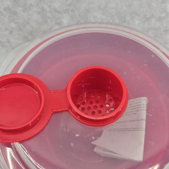 PAMPERED CHEF Microwave Popcorn  Maker 1457 Red Collapsible Silicone - Picture 3 of 6